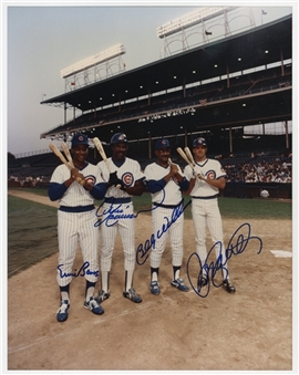 1988 Wrigley Field "1st Night Game" Home Run Contest 11x14 Photograph Signed by Ernie Banks, Billy Williams, Ryne Sandberg and Andre Dawson (PSA/DNA)